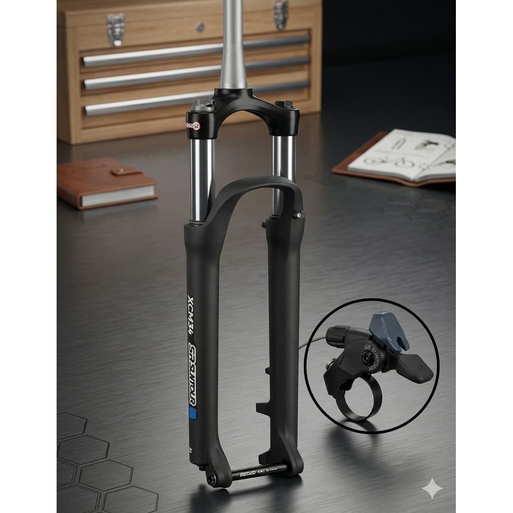 Suspensão Suntour XCM 34 Aro 29 Tapered Boost Ar 100mm C/ Trava Guidão Bike Mtb