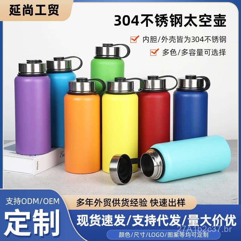 Garrafa térmica de aço inoxidável de grande capacidade, garrafa de água portátil para esportes ao ar livre, copo isolado