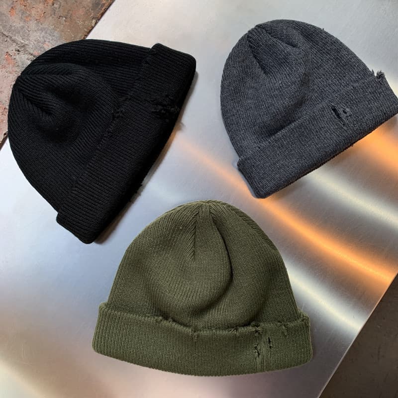 MRCYC estilo coreano rasgado chapéu de malha das mulheres dos homens outono inverno na moda Retro moda chapéu frio Hip H