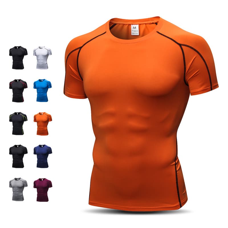 Camiseta de Fitness de verão masculina magro roupas de secagem rápida correndo esportes treinamento de basquete de manga