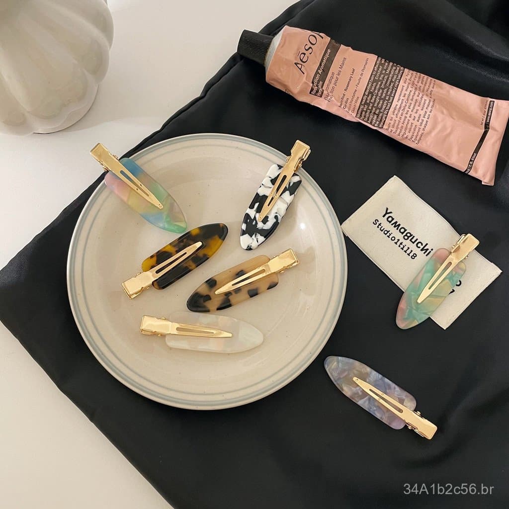 Presilha de cabelo sem costura de acetato, super delicada e encantadora, presilha para maquiagem, presilha para franja e