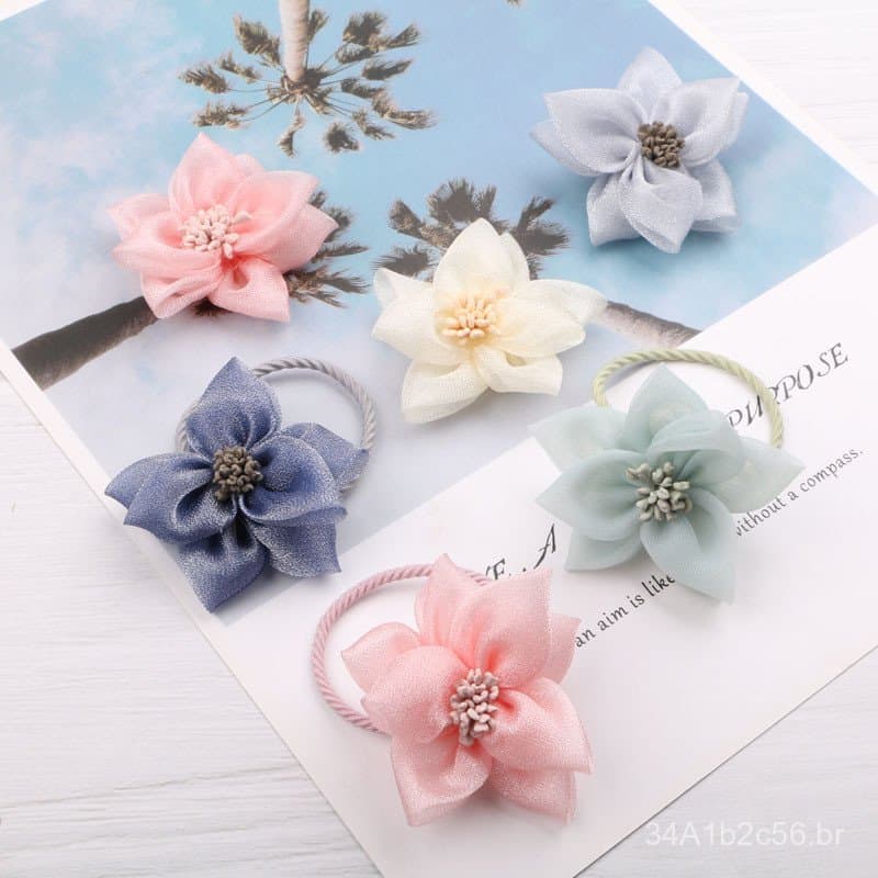 Material de malha para acessórios de cabelo DIY com flores tridimensionais, acessórios para decoração de roupas e calçad