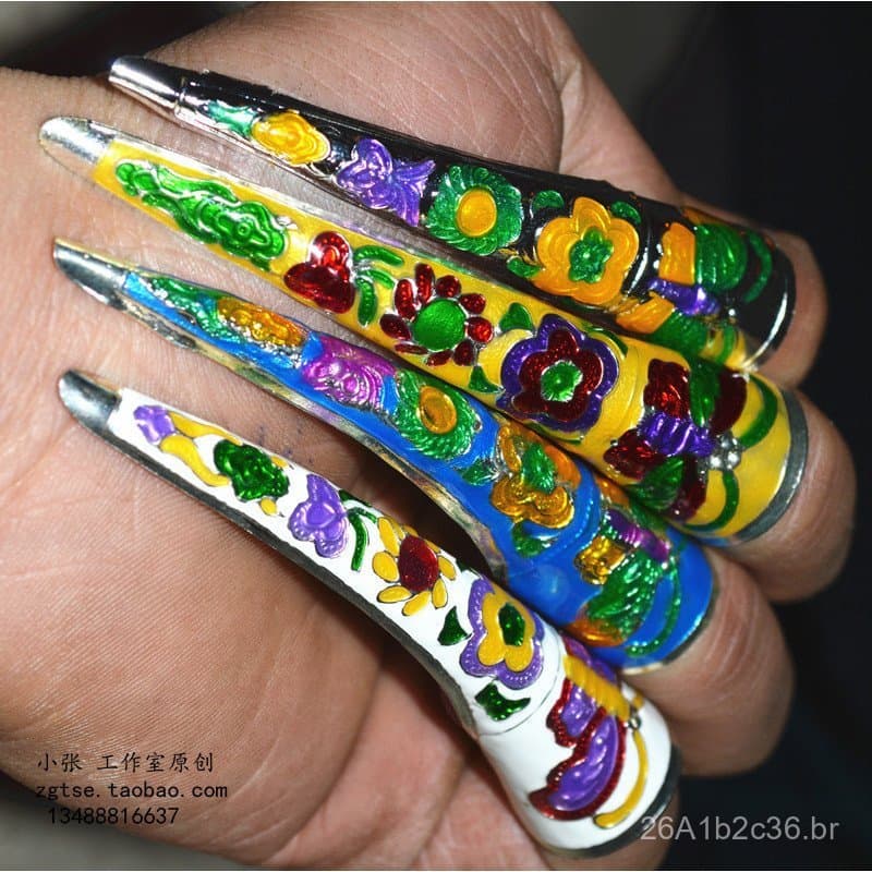 Conjunto de Unhas Falsas Legend of Zhen Huan Cloisonné para Cosplay, Decoração de Palácio Antigo, Imitação Legend of Zhe