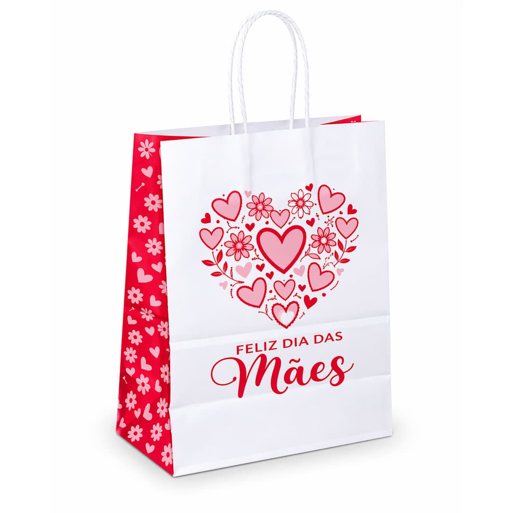50 Sacola Kraft 18x10,5x27cm Dia Das Mães Presente Loja Sacola Presente Elegante Sem Precisar Embrulhar