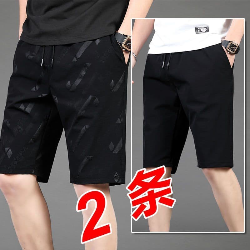 Verão gelo seda Shorts masculino fino esportes de secagem rápida calças de cinco pontos solto em linha reta calças casua