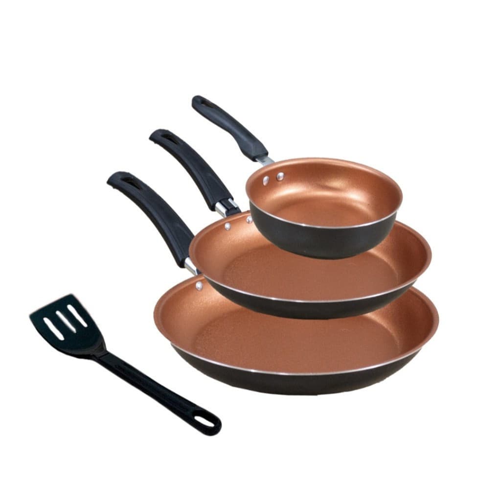 Jogo frigideiras antiaderente Números 14,18 e 22 cm + Espátula Kit 3 Peças Frigideira Francesa