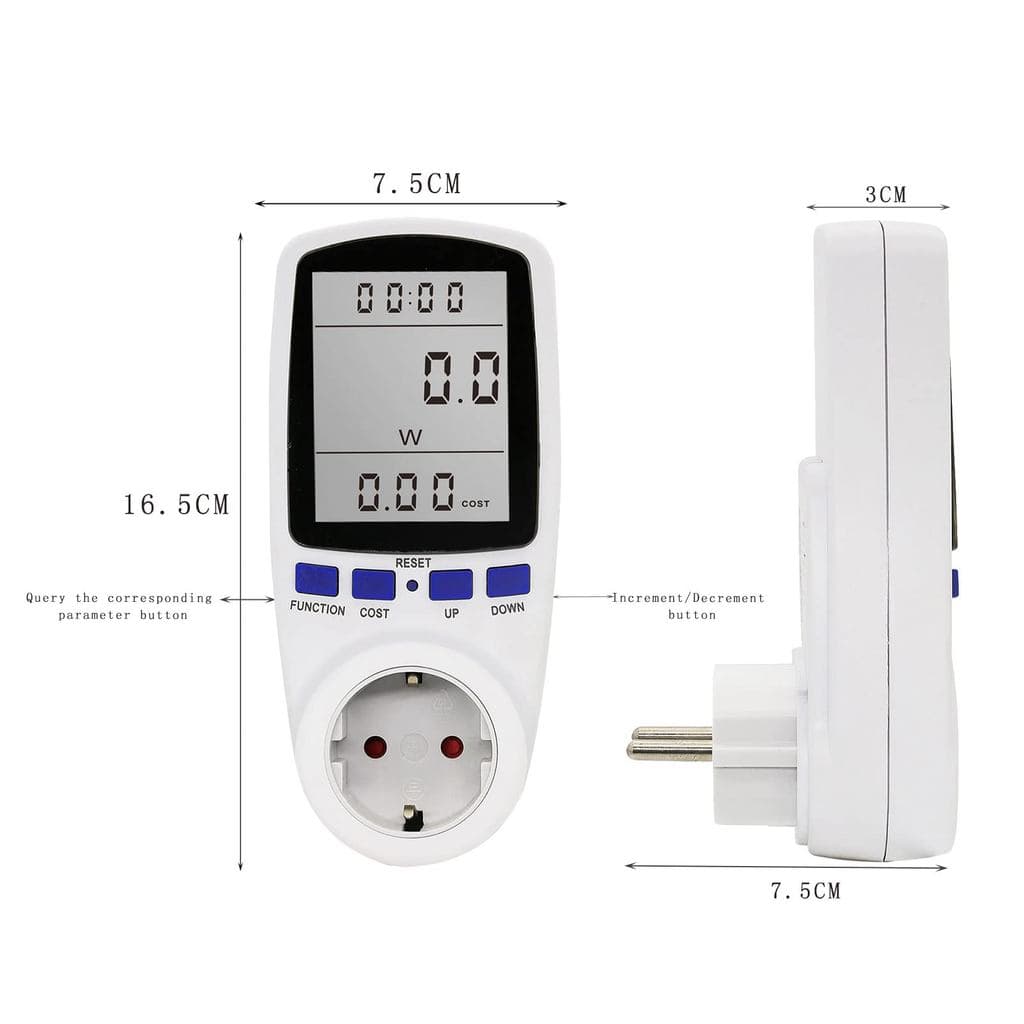 Medidor de Energia Digital 15A 250V Monitor de Consumo Kwh Bivolt - Tomada Inteligente de Alta Precisão Melana