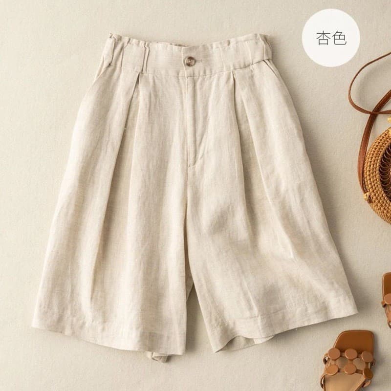 Shorts cortados de algodão sarja feminino solto cintura elástica Casual Calças