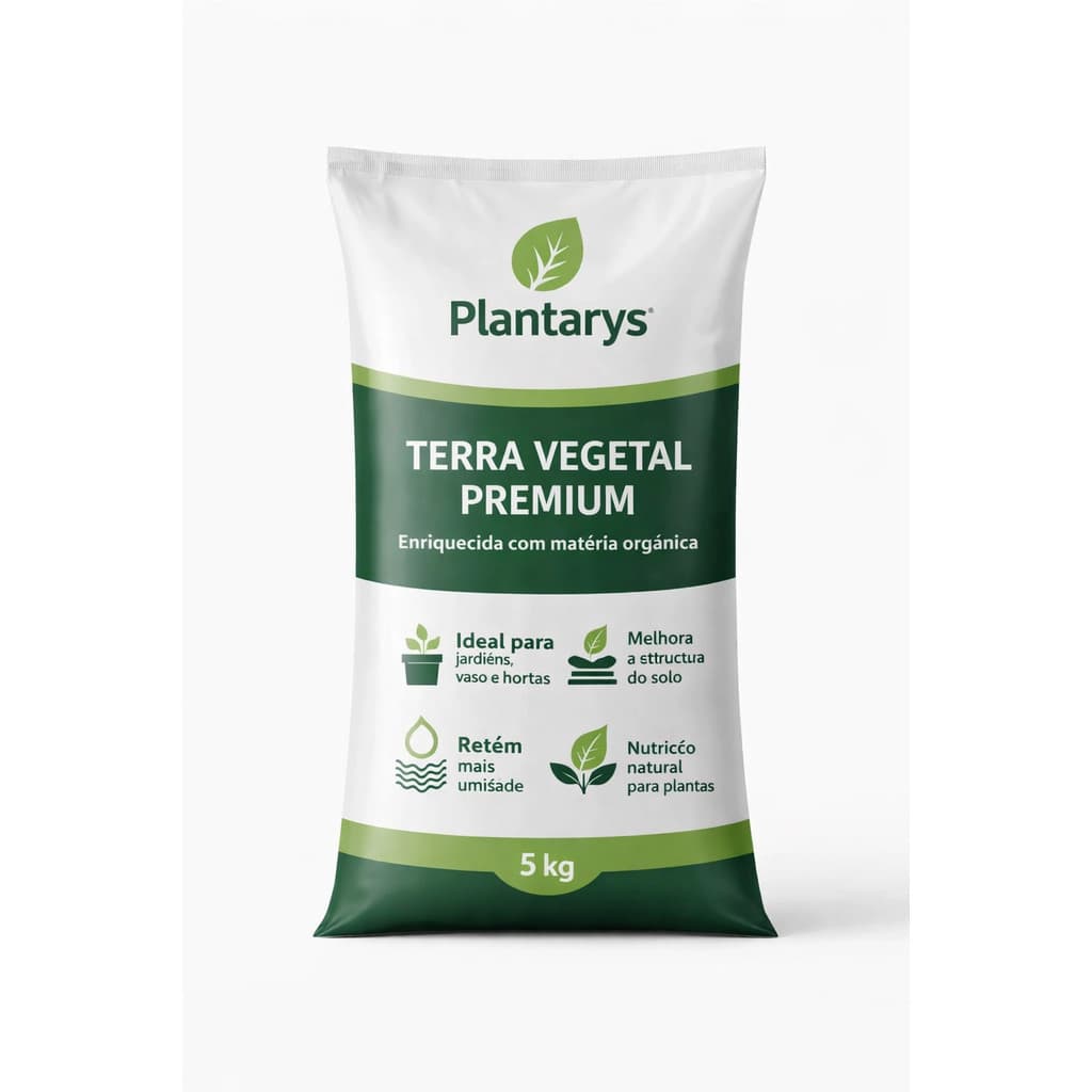 Terra Vegetal Adubada Premium  20kg – RICA EM MATÉRIA ORGÂNICA – Para Horta Jardim Flores e Plantas em Vaso