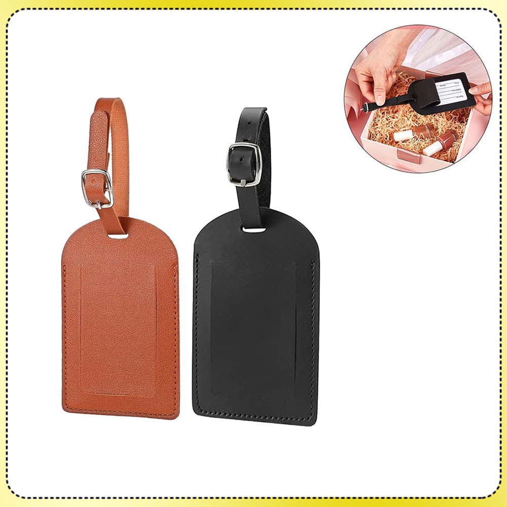 Tag Identificador de Mala em Couro PU com cartões informativos Kit 2/4/6/8