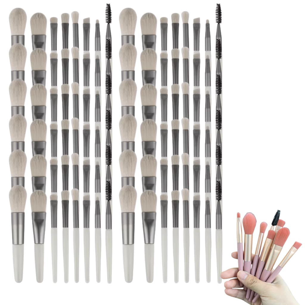 12 Estojos Com 8 Pincéis De Maquiagem Cada Cor Verde Esfumar Contorno Base Blush Sombra