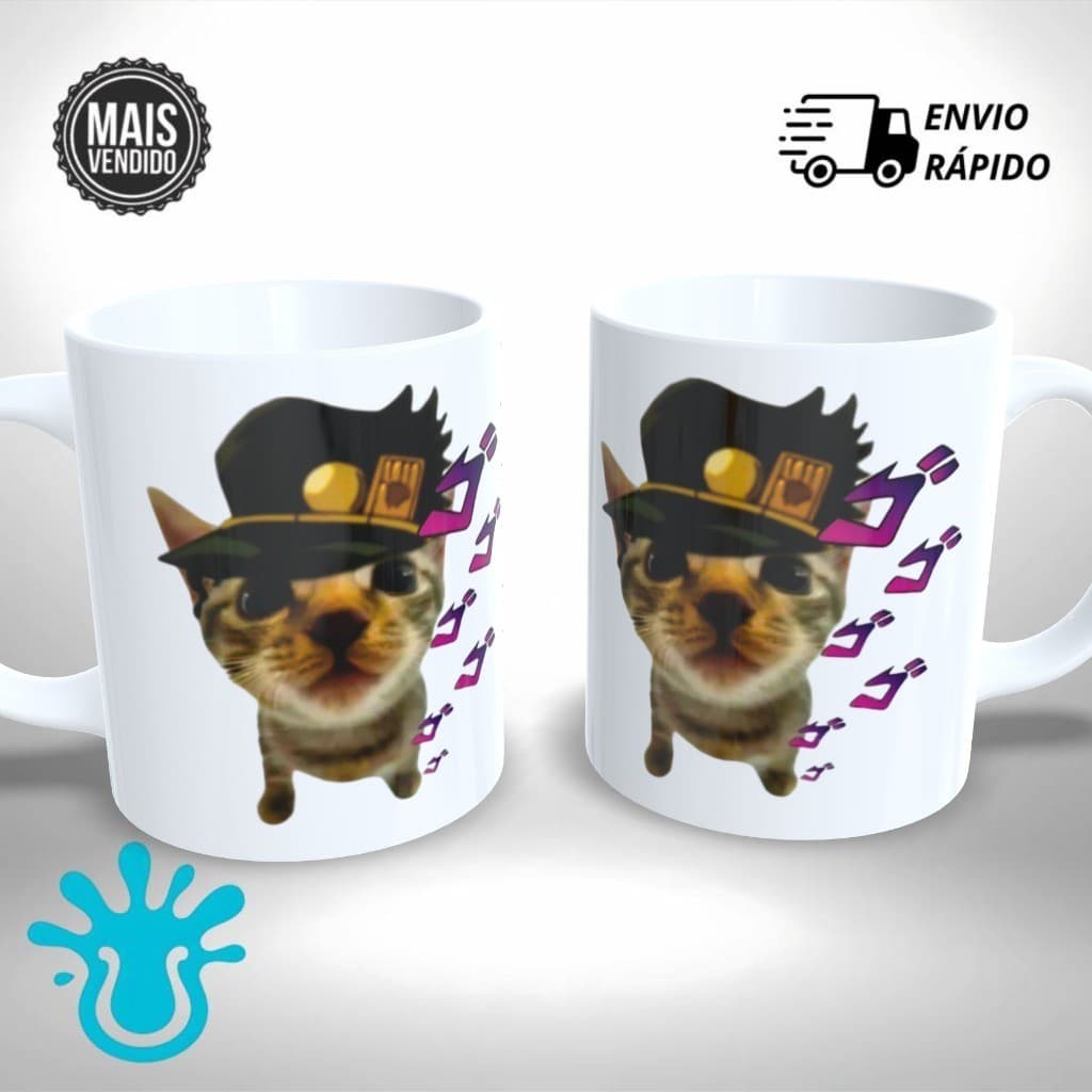 Caneca Personalizada Gatinho Fofo Jotaro Jojo - Presente Único e Criativo