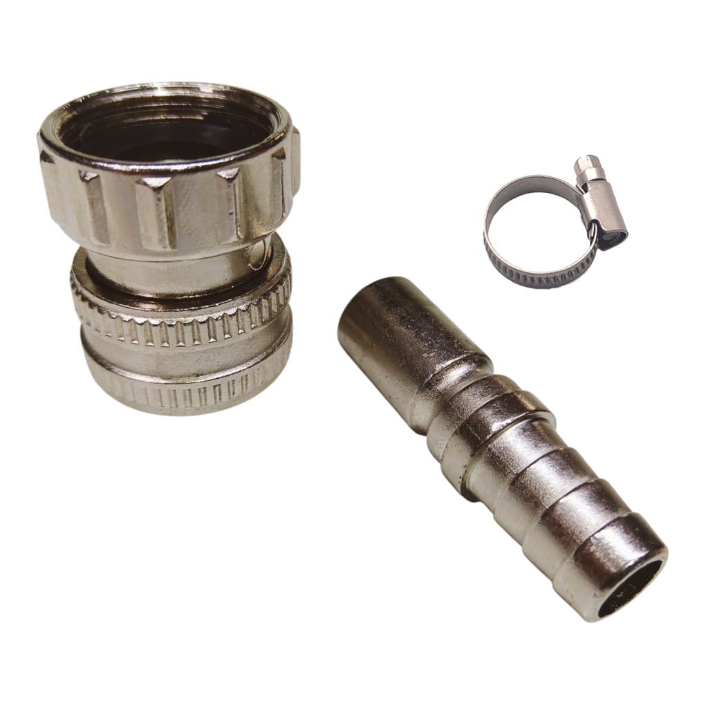 Engate Rápido para Torneira 3/4 e Mangueira de 1/2 de Metal Cromado com Abraçadeira