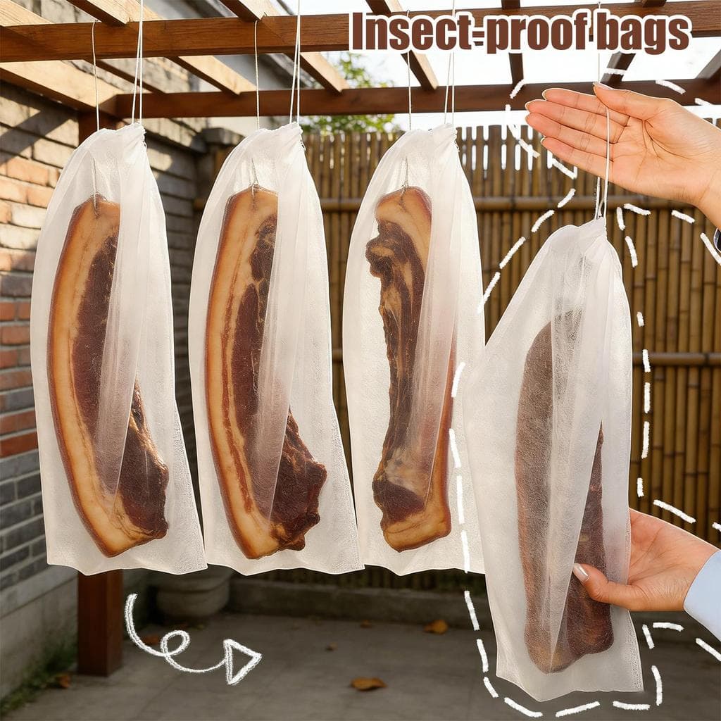 10 Unidades De Capa De Tecido Não Branco Para Alimentos | Saco De Secagem Respirável À Prova De Insetos Carnes Curadas ,