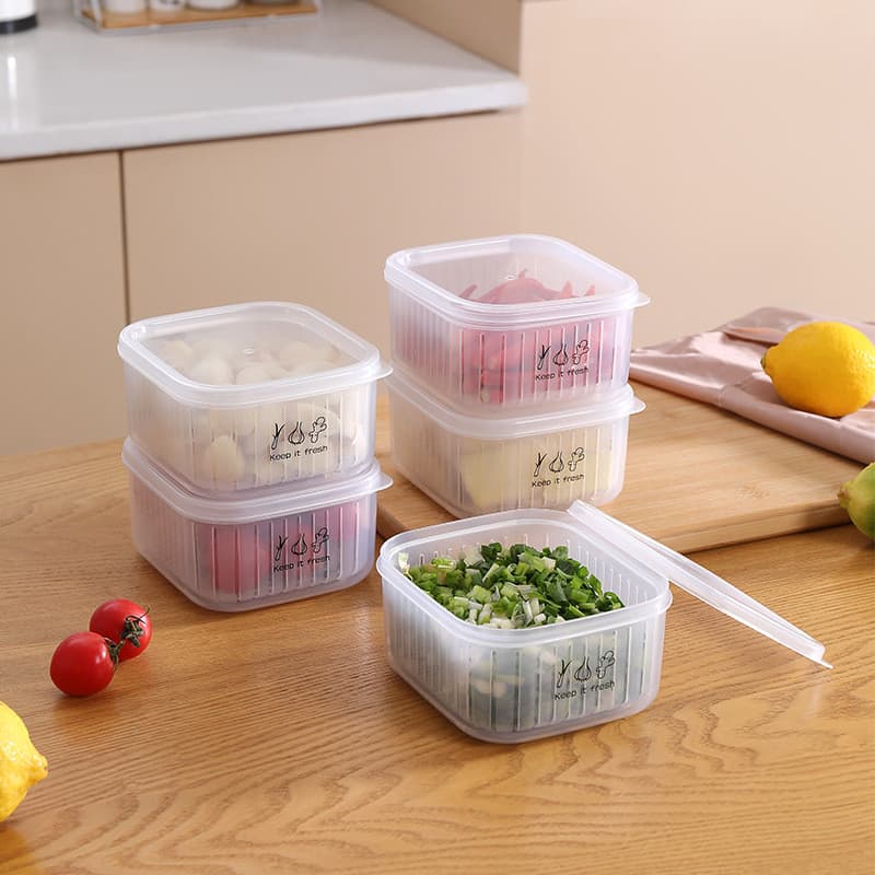 Yiwu fábrica frutas vegetais cebolinha fatias de gengibre alho caixa de manutenção fresca geladeira de cozinha com tampa