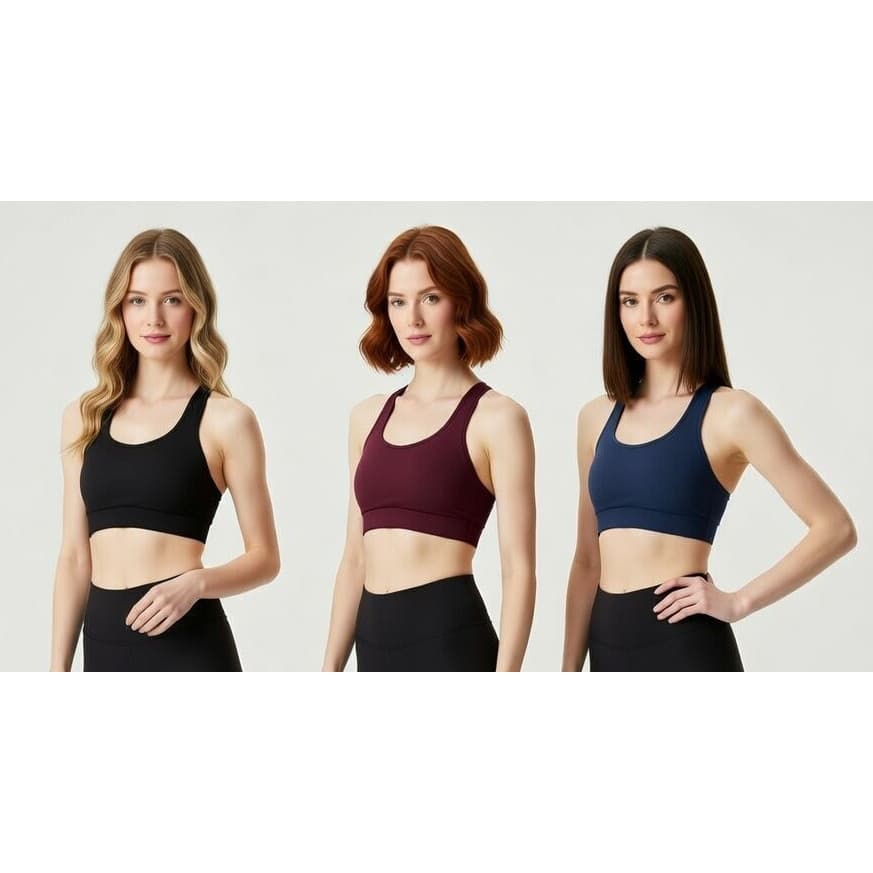 Kit 3 Tops Fitness Feminino Suplex Alta Sustentação Academia