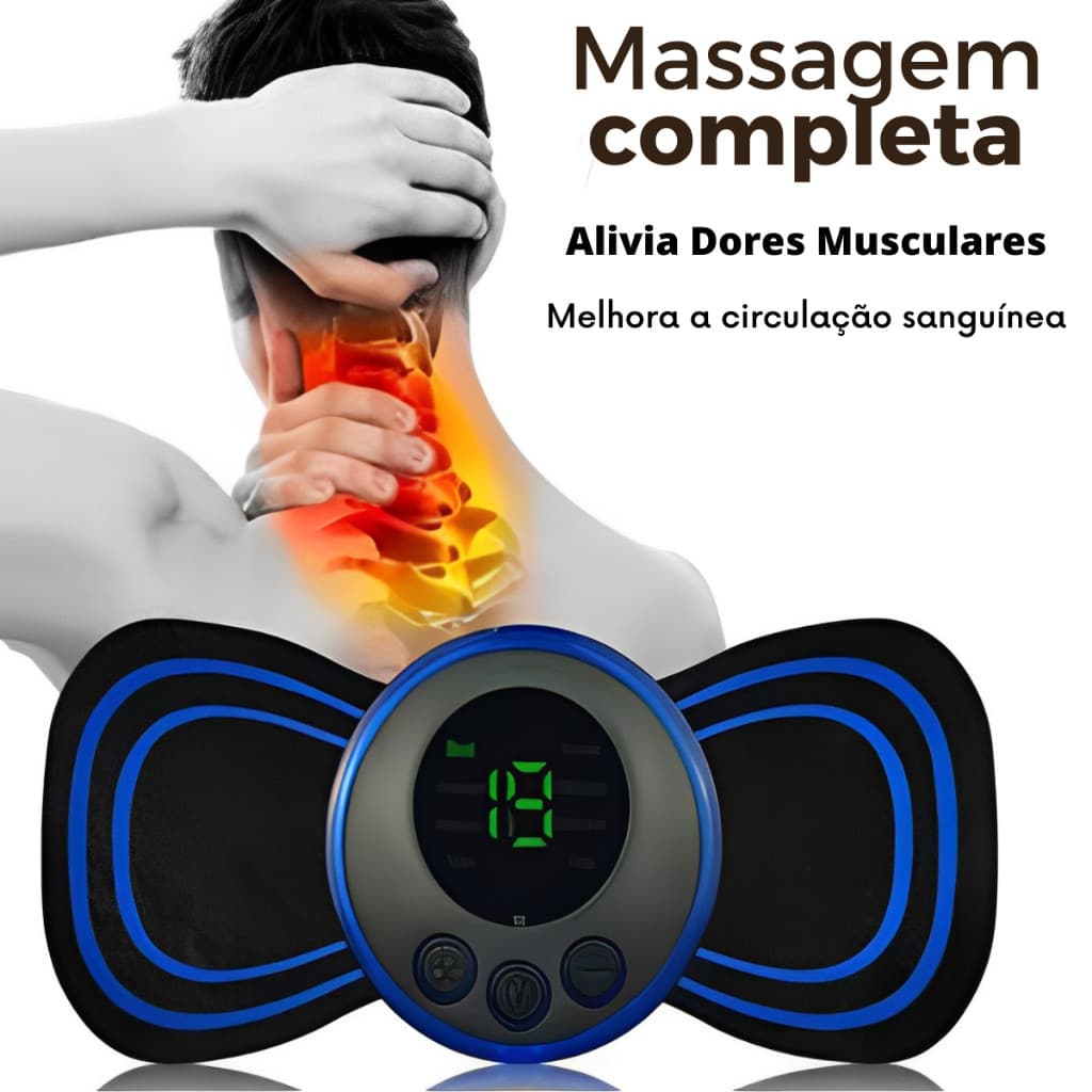 Kit 2 Mini Massageador Elétrico EMS Portátil para Pescoço Massageador Corpo Alívio de Dores Muscular