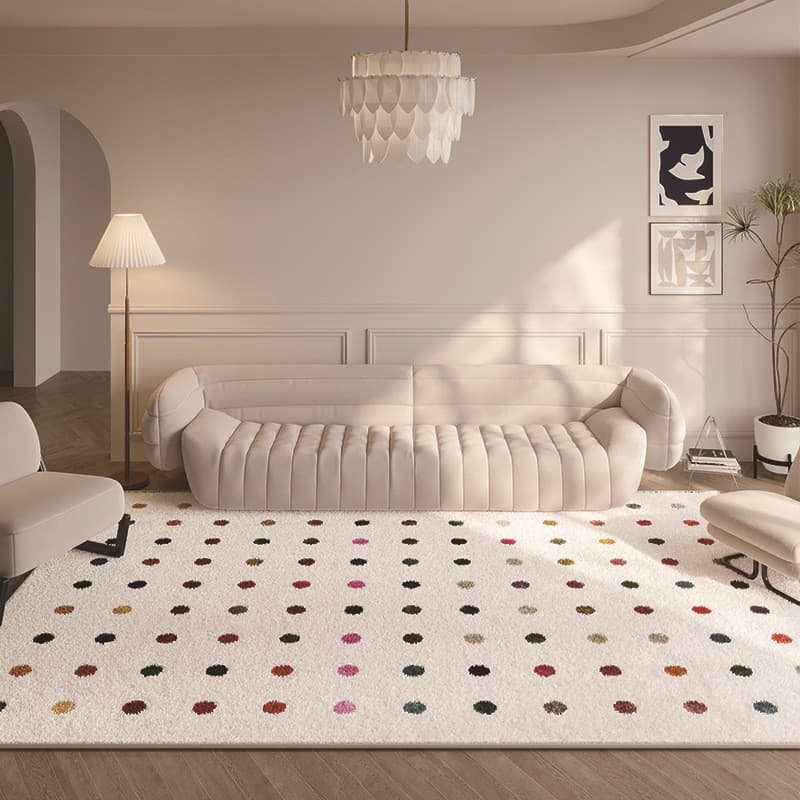 Ins bolinhas estilo creme imitação de caxemira sala de estar tapete antiderrapante fácil de cuidar sofá mesa de café tap