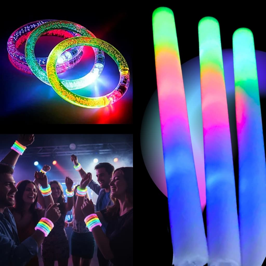 Kit 40 Itens Festa Neon Bastão de led + Pulseira Neon Casamento Aniversário Balada