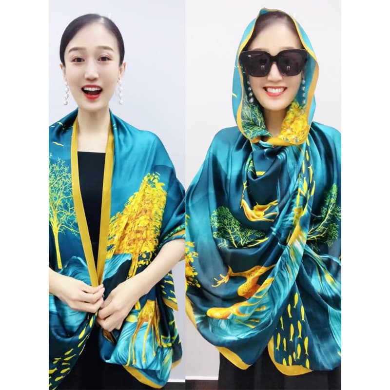 Hangzhou lenço de seda lenço de cetim de seda textura de seda All-Match longo moda feminina protetor solar xale cachecol