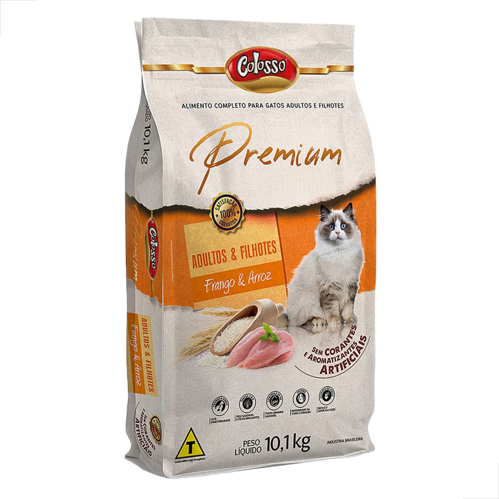 Ração Gato Adulto e Filhote 10kg Racao Colosso Prem Frango Arroz