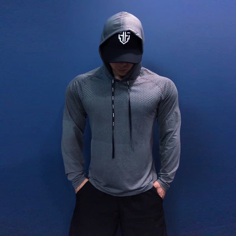 Roupas de Fitness treinamento masculino basquete correndo apertado de secagem rápida roupas esportivas de manga comprida