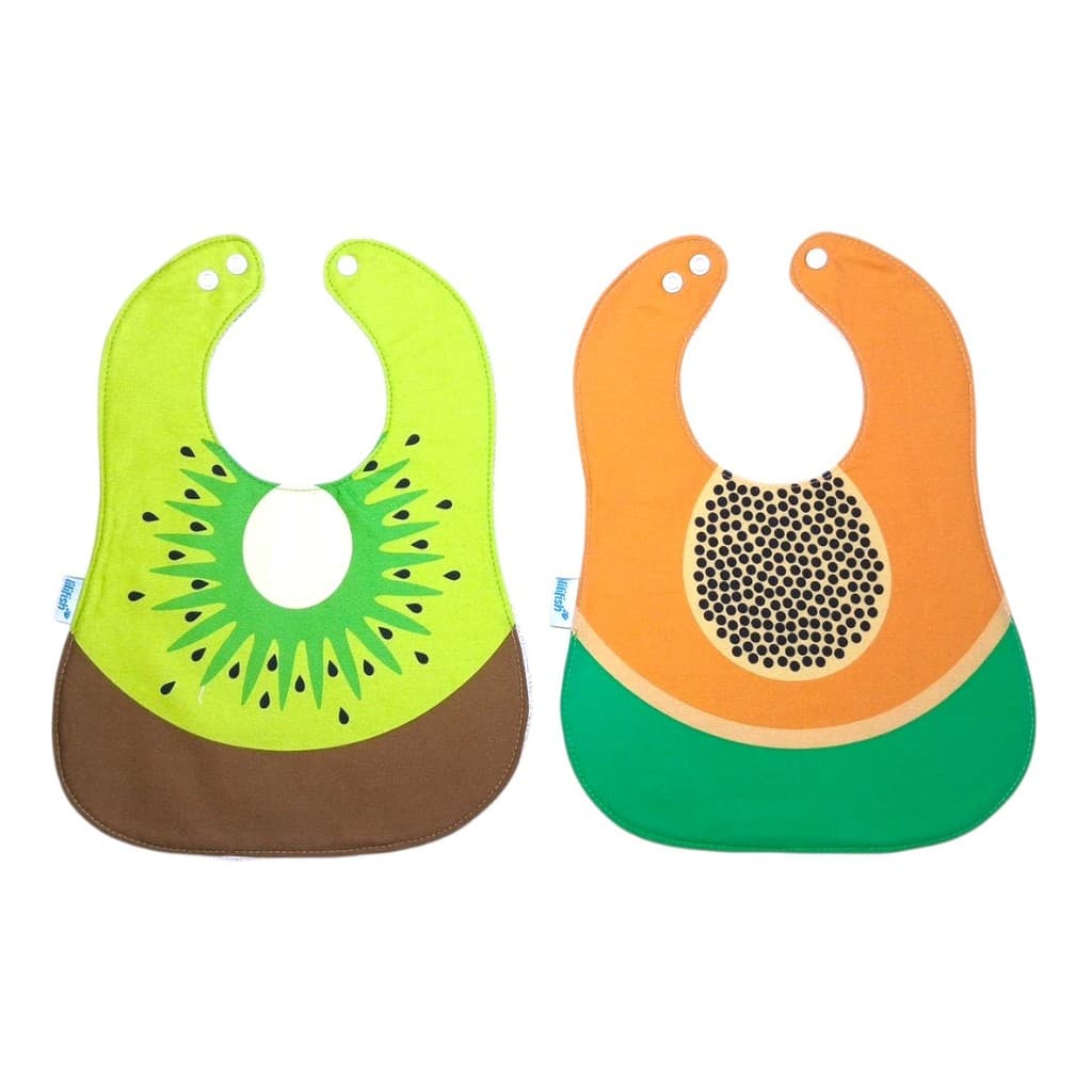 Kit Babadores Bebê Frutas 2 Pçs Kiwi / Mamão - Lilifish