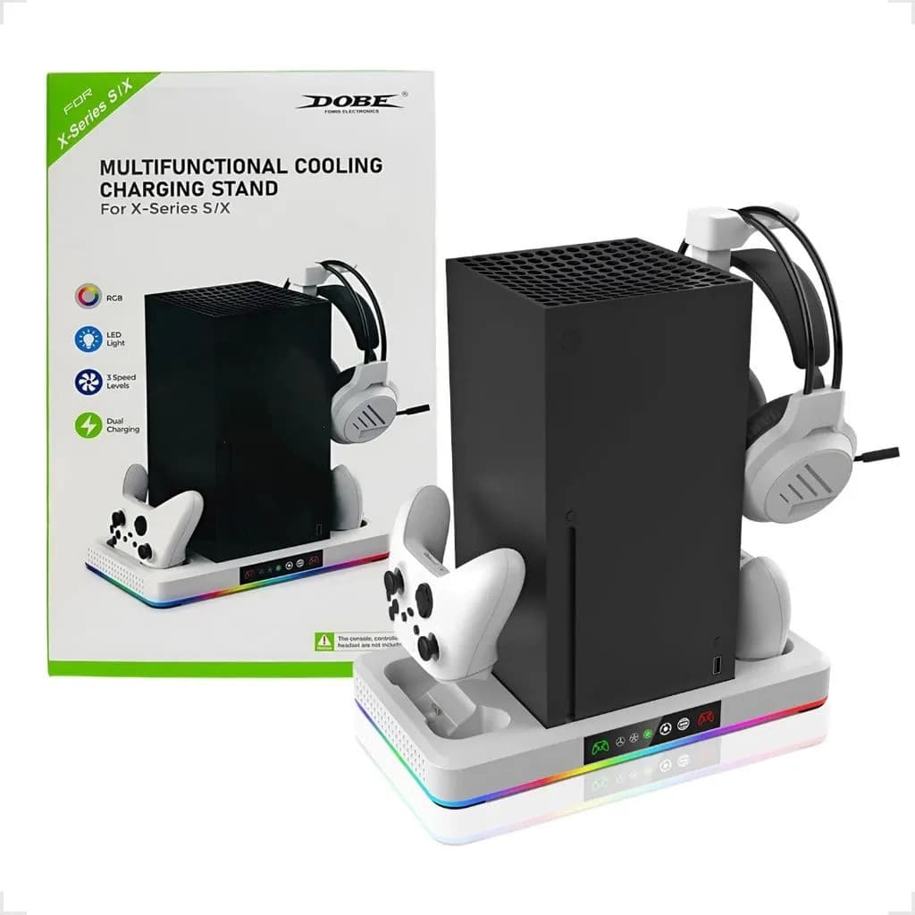 Base Carregador Multifuncional Controle Suporte Console Cooler Luz Rgb XBox Series S X Dobe TYX-3615