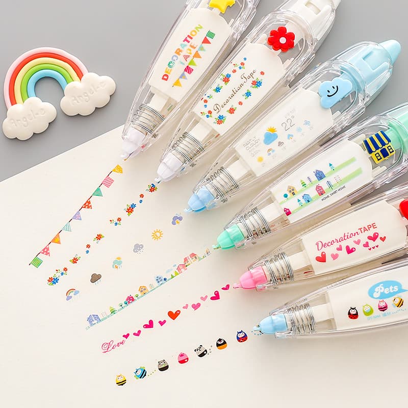 Coreano coreano papelaria criativo Push-estilo fita de correção de renda dos desenhos animados bonito colorido fita deco