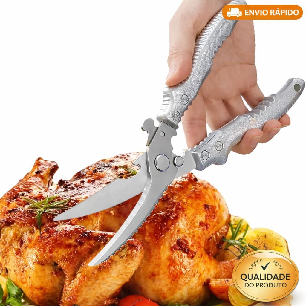 Tesoura Multifuncional Corte Alimentos Legumes Peixe Frango Verdura Aço Inoxidável Utensílio