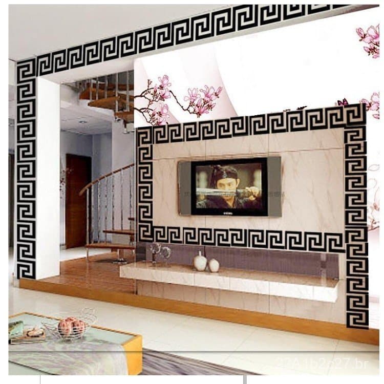 Adesivos de parede tridimensionais 3D espelhados, acabamento decorativo autoadesivo em acrílico para sala de estar, área