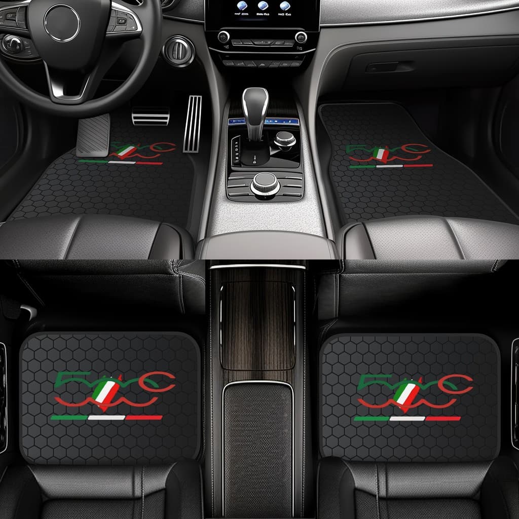 4 Peças De Tapetes De Carro Geométricos Estilo Italiano Para Fiat 500C-Duráveis , Fáceis De Adequados Todos Os Modelos ,