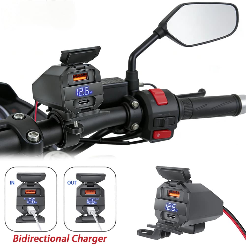 Carregador Bidirecional USB , Carregamento Super Rápido , Carregadores De Motocicleta , 12V/24V , À Prova D'água , PD QC