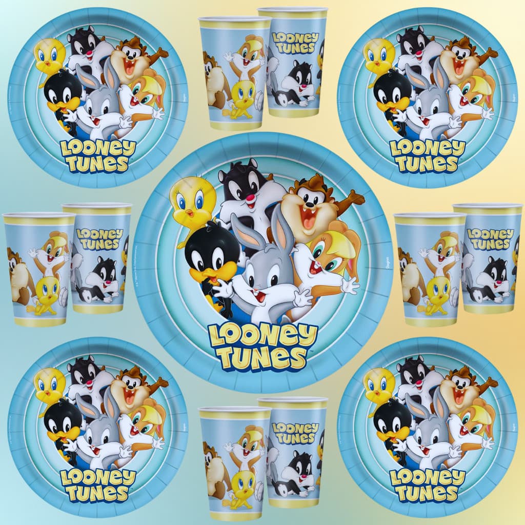 Kit Festa Looney Tunes Baby Pratos Copos Descartáveis Decoração Aniversário Infantil