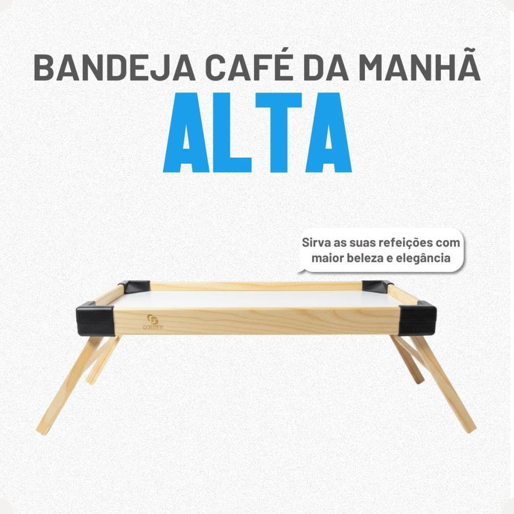 Bandeja De Servir Dobrável Madeira Pinus Strong 47x27cm Café Na Cama Lanche Mesa Decoração