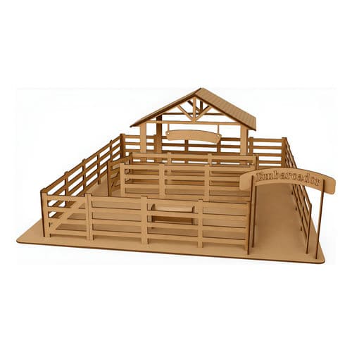 Mini Estábulo Brinquedo - Minha Fazendinha Mdf Cru Marrom