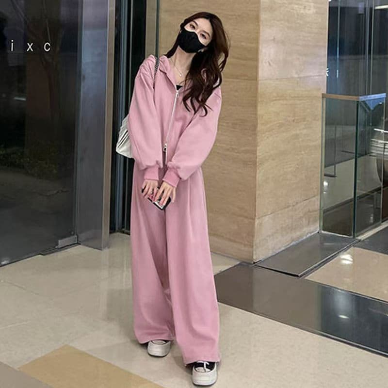 High-End mais magro olhar Casual terno esportivo feminino outono 2025 novo estilo Plus Size gordura mm moletom calças te