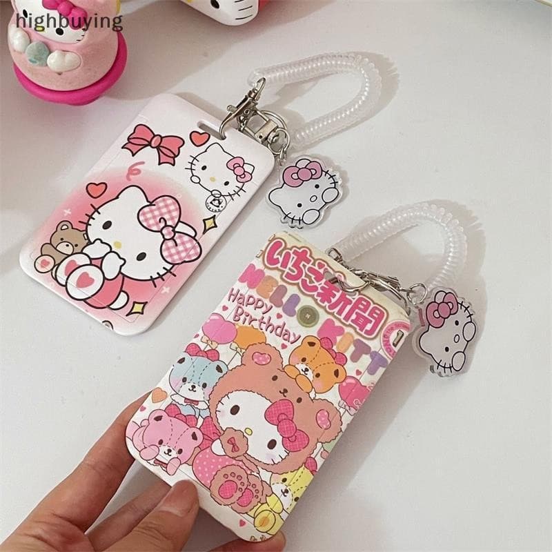 [highbuying] Porta-Cartões Fofo Da Hello Kitty Idol Photo Display Card Pingente Anti-Perdido Primavera Corda Cartão De I