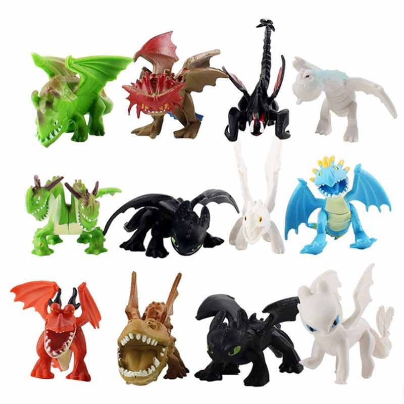 12Pcs/Set 4-6cm Filme Anime Como Treinar Seu Dragão Figura Brinquedos Fúria Noturna Q Versão Mini Figuras De Ação Em PVC
