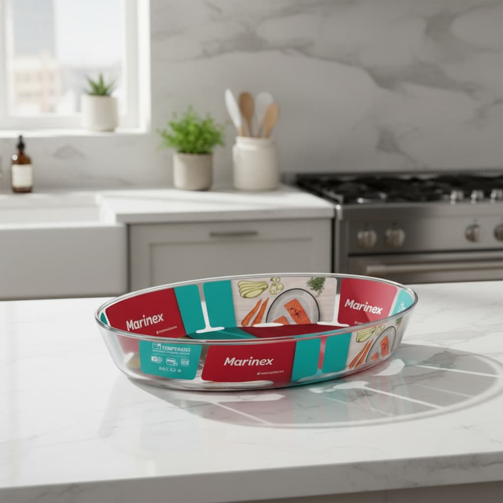 Assadeira Oval Vidro Temperado Marinex 1,6l Mesa Servir Cozinha Refratario