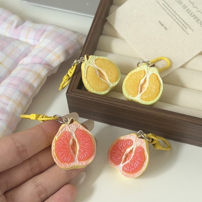 Chaveiro Com Tema De Fruta Chumbo Em Miniatura Design De Toranja Descascada Realista