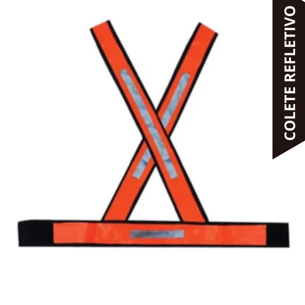 Colete Sinalização Modelo X Com Refletivo Laranja Brascamp