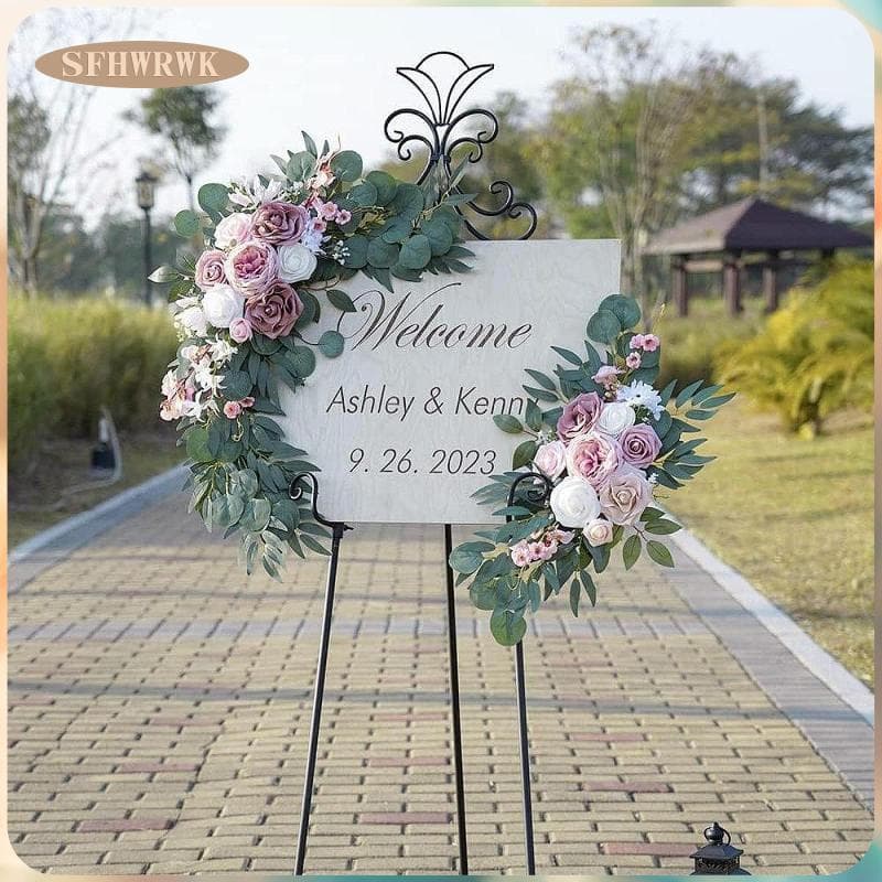 [Fhwrwk] 2 Flores Em Arco De Casamento , De Canto , Guirlanda De Cenário Artificiais