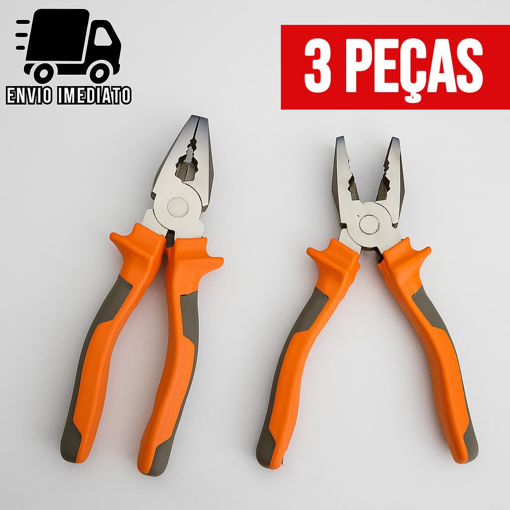 Kit 3 Alicate Universal Profissional 8 Pol. Multiuso – Corte, Aperto, Isolado