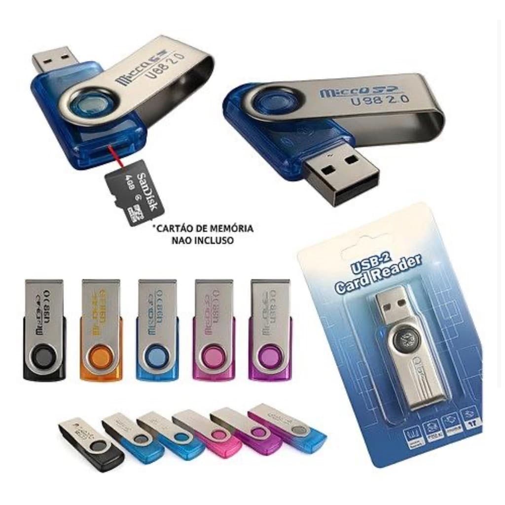 Adaptador Leitor De Cartão De Memória 2,0 Reader