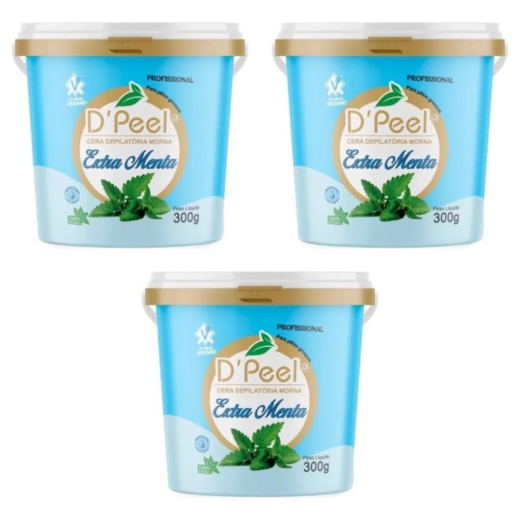 Kit 3 DPeel - Cera Depilatória Morna 300g - Extra Menta
