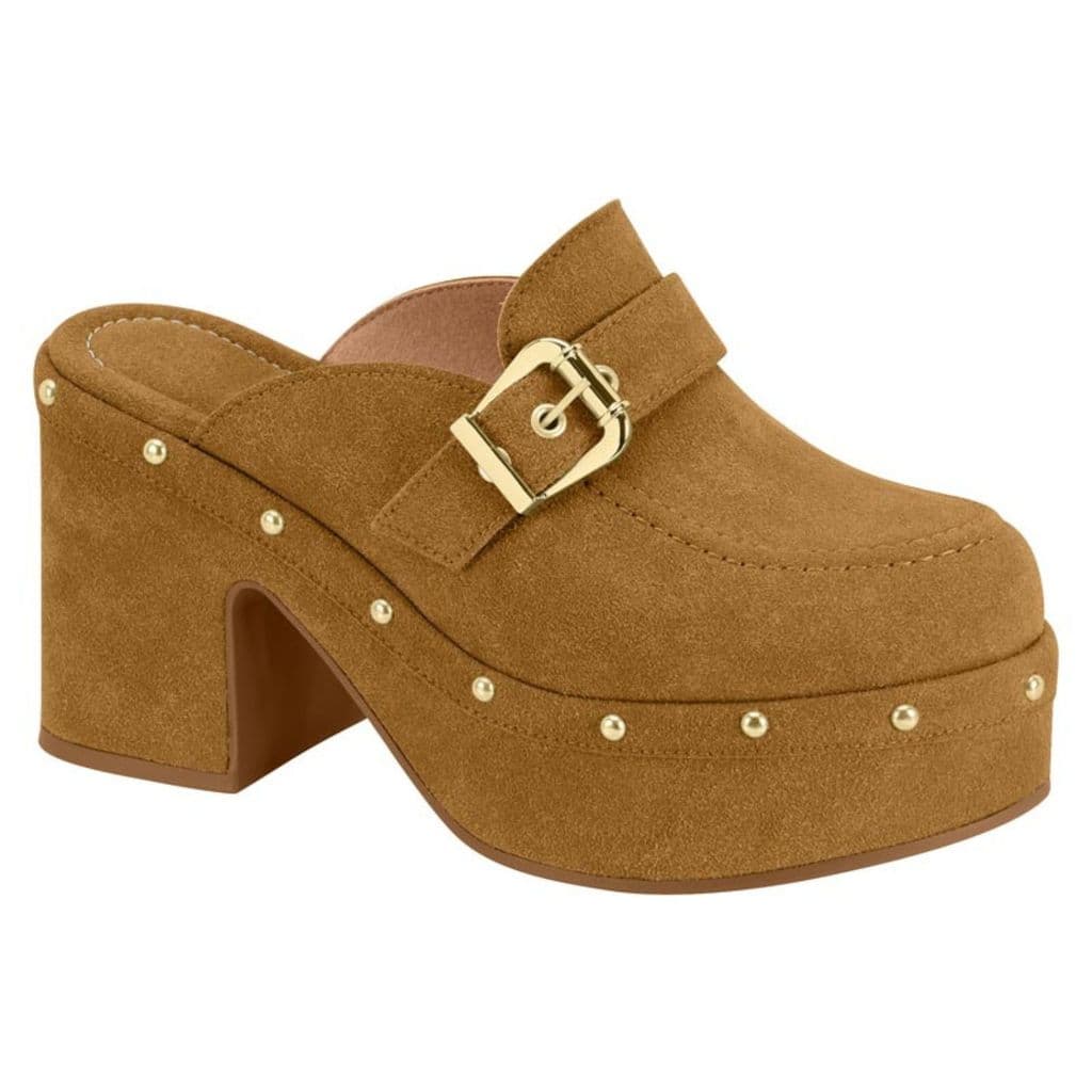 Tamanco Clog Vizzano Plataforma Salto Alto Mule Fivela Slide