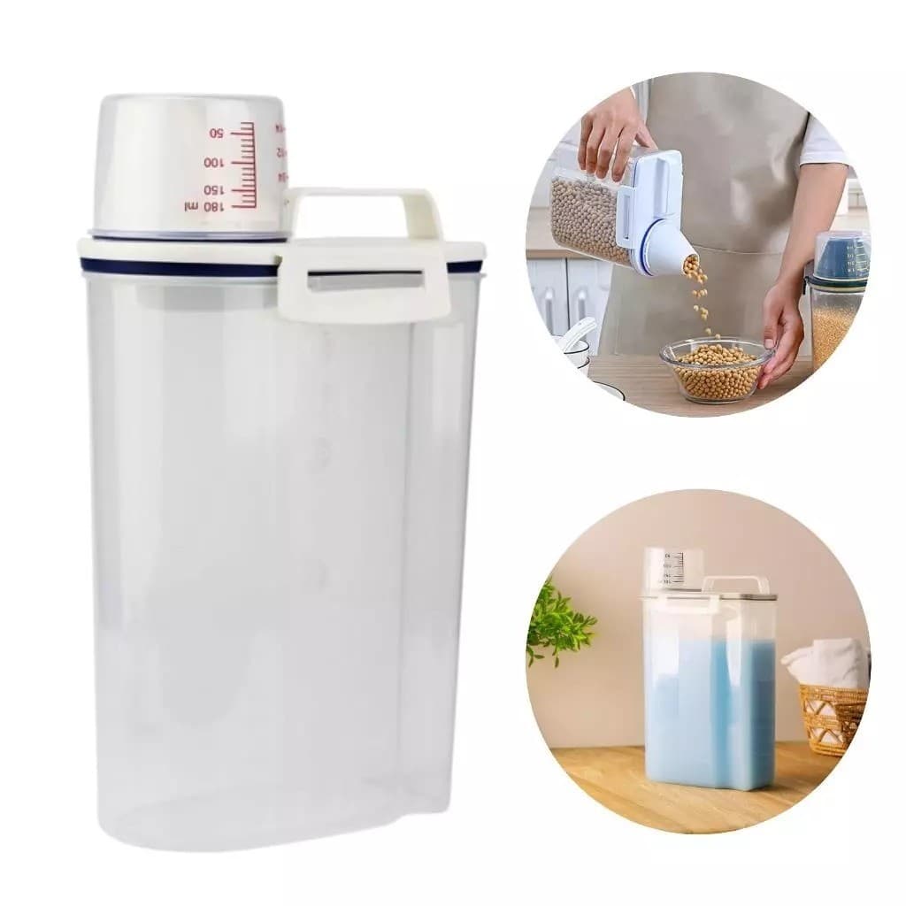 Kit Pote Hermético 2L Medidor Organizador De Alimentos Mantimentos Arroz