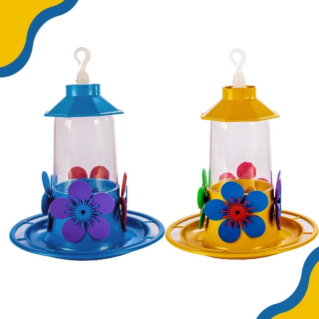 Kit 2 Bebedouro Para Pássaros Beija-flor Grande 250 ml Flores Colorido