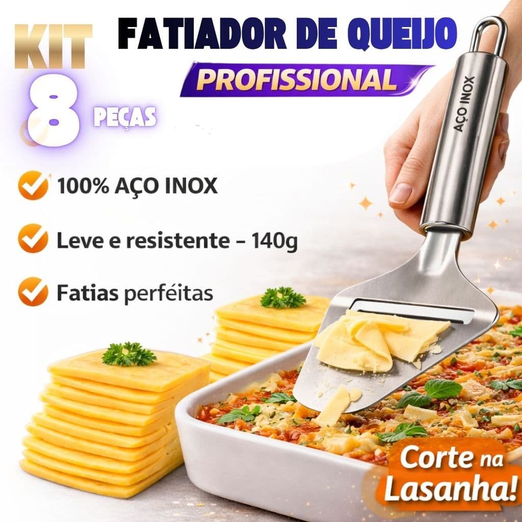 Kits 8/4/2 Fatiador Para Queijos Plaina Cortador De Queijos Fino Cabo Inox Utensílios Cozinha